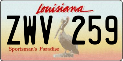 LA license plate ZWV259