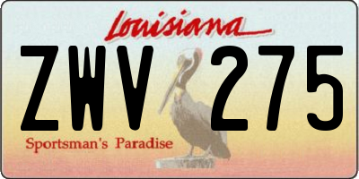 LA license plate ZWV275