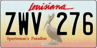 LA license plate ZWV276