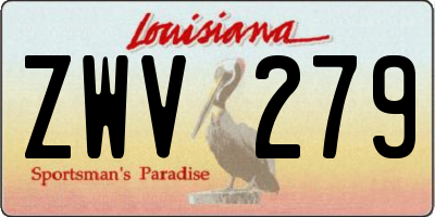 LA license plate ZWV279