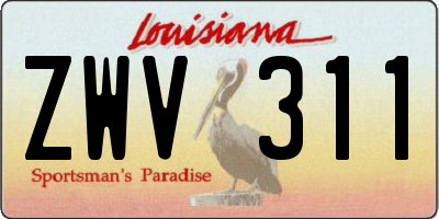 LA license plate ZWV311