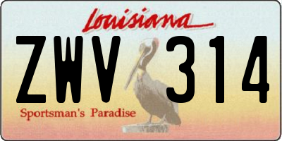 LA license plate ZWV314