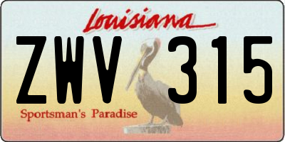 LA license plate ZWV315