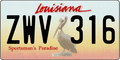 LA license plate ZWV316