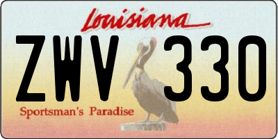 LA license plate ZWV330