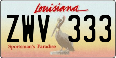 LA license plate ZWV333
