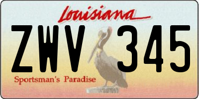 LA license plate ZWV345