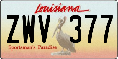 LA license plate ZWV377