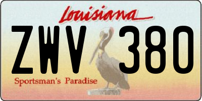 LA license plate ZWV380