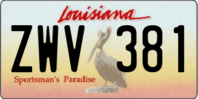 LA license plate ZWV381