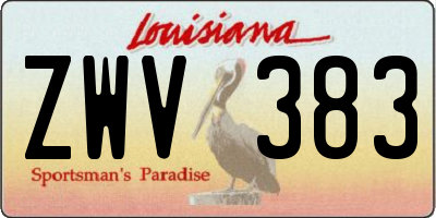 LA license plate ZWV383