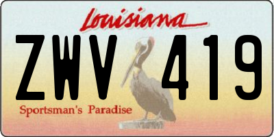 LA license plate ZWV419