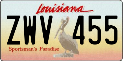 LA license plate ZWV455