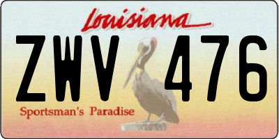 LA license plate ZWV476
