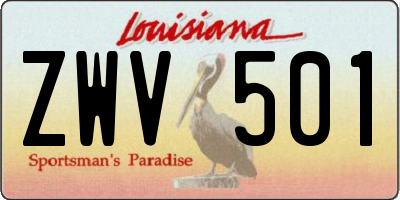 LA license plate ZWV501
