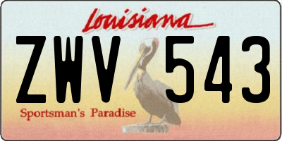 LA license plate ZWV543