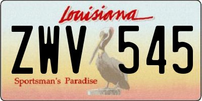LA license plate ZWV545