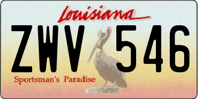 LA license plate ZWV546