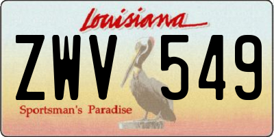 LA license plate ZWV549