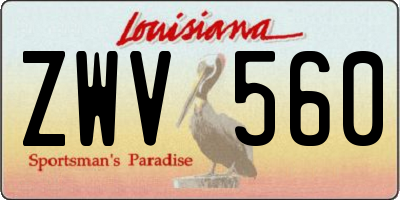 LA license plate ZWV560