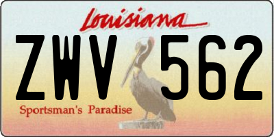 LA license plate ZWV562