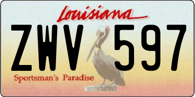 LA license plate ZWV597