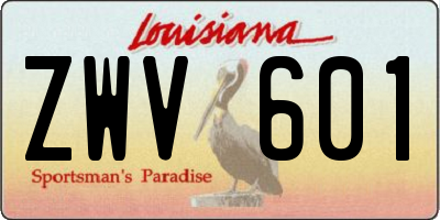 LA license plate ZWV601