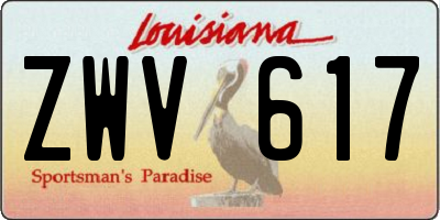 LA license plate ZWV617