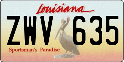 LA license plate ZWV635