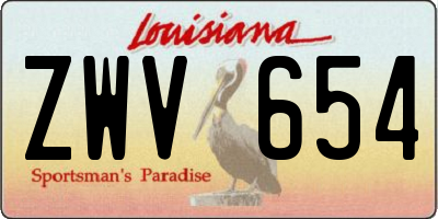 LA license plate ZWV654