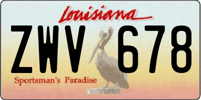 LA license plate ZWV678