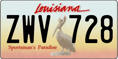 LA license plate ZWV728