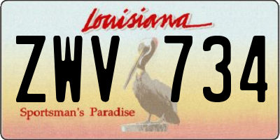 LA license plate ZWV734