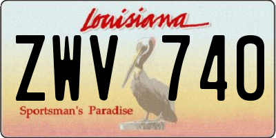 LA license plate ZWV740