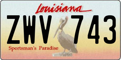 LA license plate ZWV743