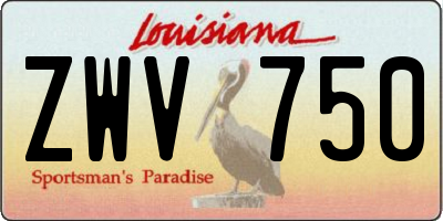 LA license plate ZWV750