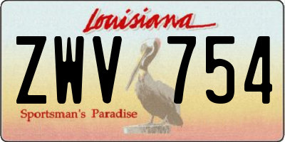 LA license plate ZWV754