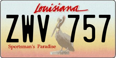 LA license plate ZWV757