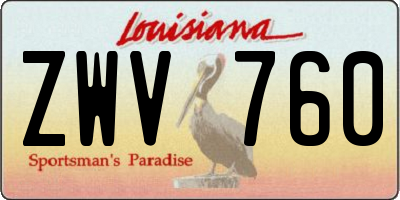 LA license plate ZWV760