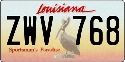 LA license plate ZWV768