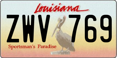 LA license plate ZWV769