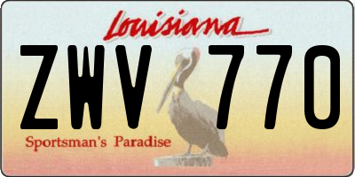 LA license plate ZWV770