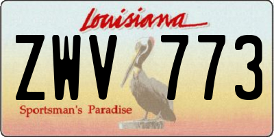 LA license plate ZWV773