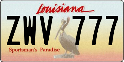 LA license plate ZWV777