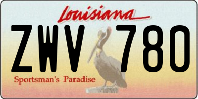 LA license plate ZWV780