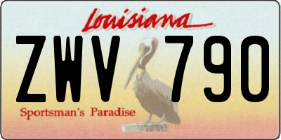 LA license plate ZWV790