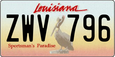LA license plate ZWV796