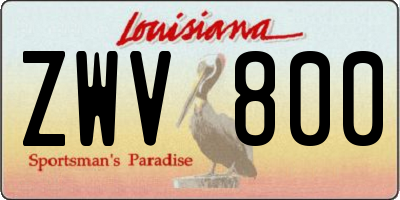 LA license plate ZWV800