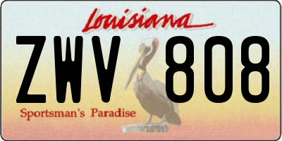 LA license plate ZWV808