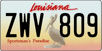 LA license plate ZWV809